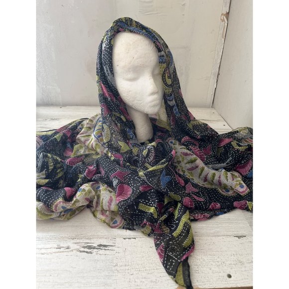 Scarf with elephants large square 45”x78” - Picture 1 of 3